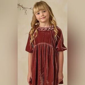 Noralee Adeline Velvet Ruffle Dress in Ruby - Size 8